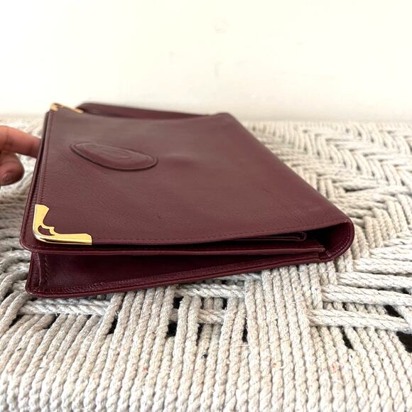 CARTIER Classic Burgundy and Gold Clutch - Picture 10 of 16